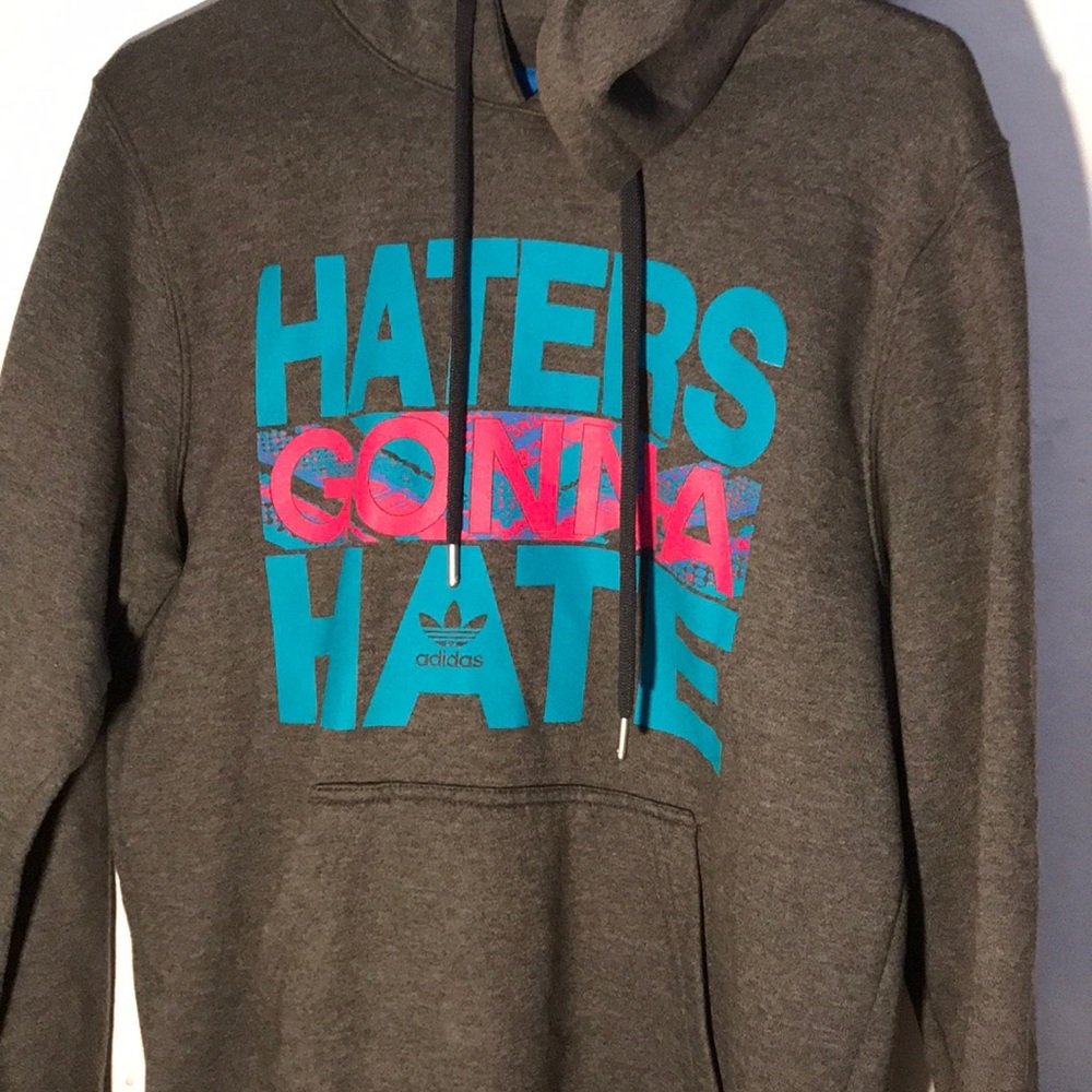 Charcoal grey “Haters Gonna Hate” ADIDAS pull over